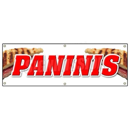 Signmission PANINIS BANNER SIGN sandwich sign hot concession pressed toasted food B-72 Paninis